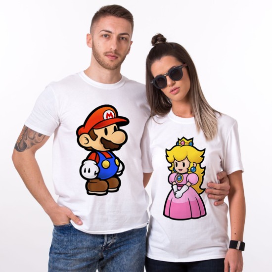 Комплект тениски за влюбени двойки Марио и Принцеса Пиич