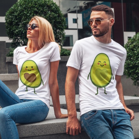 Комплект тениски за влюбени двойки семейство Авокадо