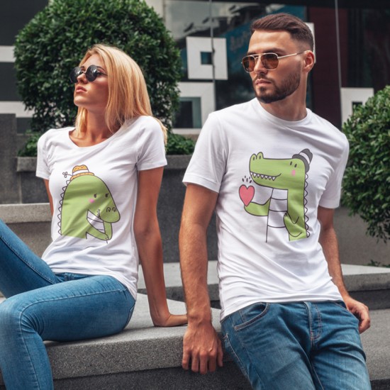 Комплект тениски за влюбени двойки Крокодил
