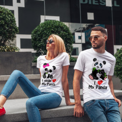 Комплект тениски за влюбени двойки Панда