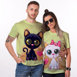 Комплект тениски за влюбени двойки Котараци