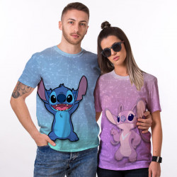 Комплект тениски за влюбени двойки Стич