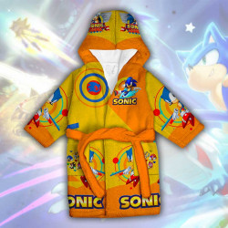 Детски халат за баня с джобове и качулка с анимация 10575 Детски халат за баня с джобове и качулка с анимация 10575