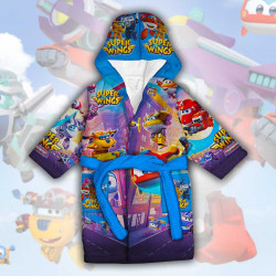 Детски халат за баня с джобове и качулка с анимация 10576 Детски халат за баня с джобове и качулка с анимация 10576