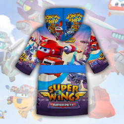 Детски халат за баня с джобове и качулка с анимация 10576 Детски халат за баня с джобове и качулка с анимация 10576