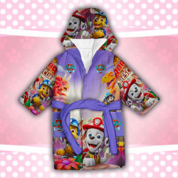 Детски халат за баня с джобове и качулка с анимация 10704 Детски халат за баня с джобове и качулка с анимация 10704
