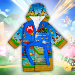 Детски халат за баня с джобове и качулка с анимация 10827 Детски халат за баня с джобове и качулка с анимация 10827