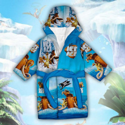 Детски халат за баня с джобове и качулка с анимация 10829 Детски халат за баня с джобове и качулка с анимация 10829