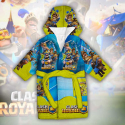 Детски халат за баня с джобове и качулка с анимация 10838 Детски халат за баня с джобове и качулка с анимация 10838