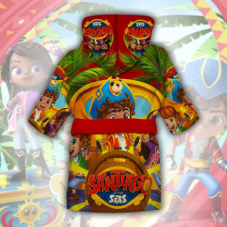 Детски халат за баня с джобове и качулка с анимация 10888 Детски халат за баня с джобове и качулка с анимация 10888