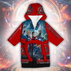 Детски халат за баня с джобове и качулка с анимация 10889 Детски халат за баня с джобове и качулка с анимация 10889