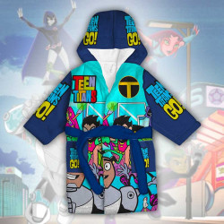 Детски халат за баня с джобове и качулка с анимация 10895 Детски халат за баня с джобове и качулка с анимация 10895