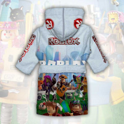 Детски халат за баня с джобове и качулка с анимация 10896 Детски халат за баня с джобове и качулка с анимация 10896