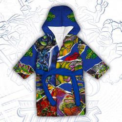 Детски халат за баня с джобове и качулка с анимация 10897 Детски халат за баня с джобове и качулка с анимация 10897