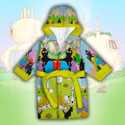 Детски халат за баня с джобове и качулка с анимация 11669 Детски халат за баня с джобове и качулка с анимация 11669