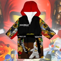 Детски халат за баня с джобове и качулка с анимация 13045 Детски халат за баня с джобове и качулка с анимация 13045