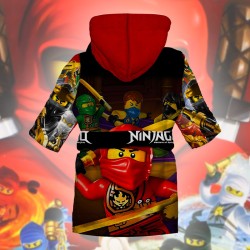 Детски халат за баня с джобове и качулка с анимация 13045 Детски халат за баня с джобове и качулка с анимация 13045