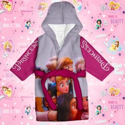 Детски халат за баня с джобове и качулка с анимация 13051 Детски халат за баня с джобове и качулка с анимация 13051