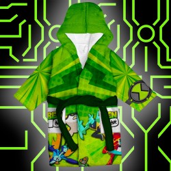 Детски халат за баня с джобове и качулка с анимация 13053 Детски халат за баня с джобове и качулка с анимация 13053