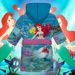 Детски халат за баня с джобове и качулка с анимация 13055 Детски халат за баня с джобове и качулка с анимация 13055