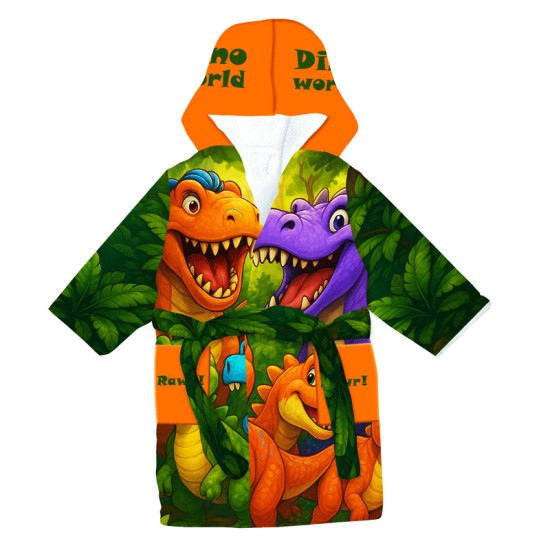 Детски халат за баня с реалистичен дизайн "Динозаври" 14201 - Българско производство
