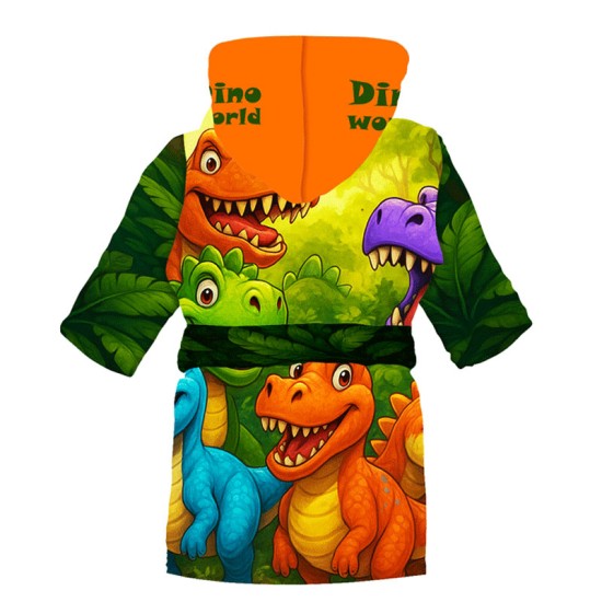 Детски халат за баня с реалистичен дизайн "Динозаври" 14201 - Българско производство