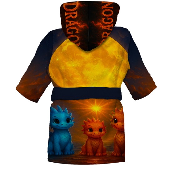 Детски халат за баня с реалистичен дизайн "Дракони" 14208 - Българско производство