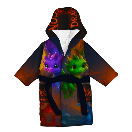 Детски халат за баня с реалистичен дизайн "Дракони" 14208 - Българско производство