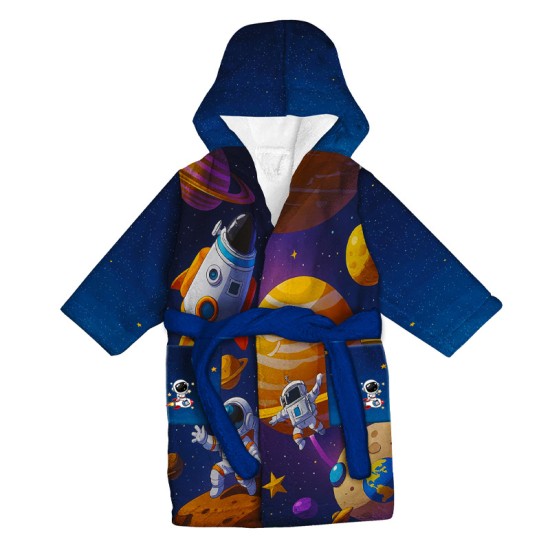 Детски халат за баня с реалистичен дизайн "Космос" 14210 - Българско производство