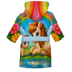 Детски халат за баня с реалистичен дизайн "Кончета" 14212 - Българско производство