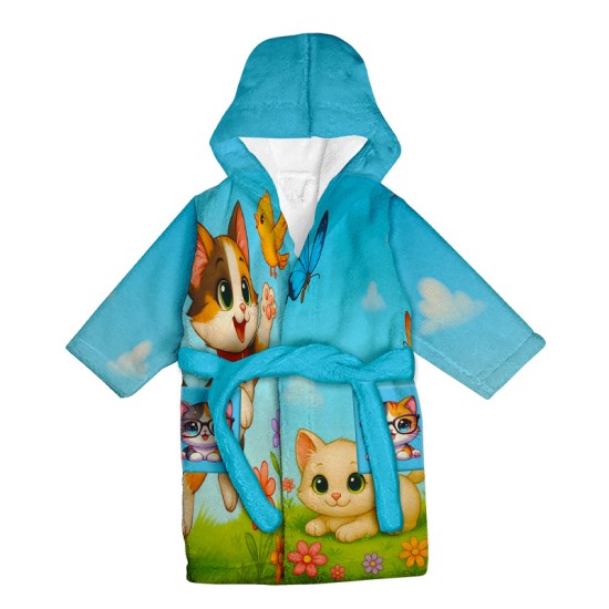 Детски халат за баня с реалистичен дизайн "Котета" 14215 - Българско производство