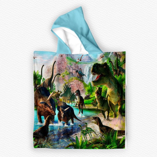 Детско плажно пончо с качулка от мека и абсорбираща хавлия 13389