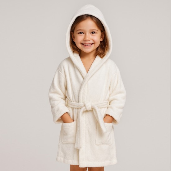 Детски памучен халат в бял цвят