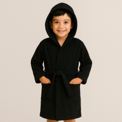 Детски памучен халат в черен цвят