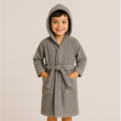 Детски памучен халат в сив цвят