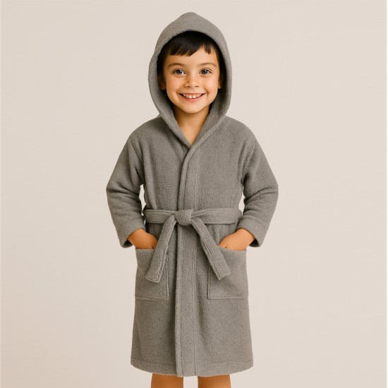 Детски памучен халат в сив цвят