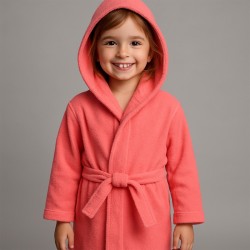 Детски едноцветен халат в цвят диня