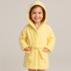 Детски памучен халат в жълт цвят