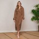 Луксозен халат за баня с качулка и джобове - цвят Кафяв