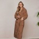 Луксозен халат за баня с качулка и джобове - цвят Кафяв