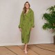 Луксозен халат за баня с качулка и джобове - цвят Зелен глог