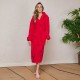 Луксозен халат за баня с качулка и джобове - цвят Червен