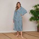 Луксозен халат за баня с качулка и джобове - цвят Гълъбово син
