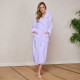 Луксозен халат за баня с качулка и джобове - цвят светло лилав
