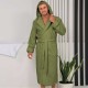 Луксозен мъжки халат за баня с джобове и качулка - Маер цвят зелен