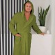Луксозен мъжки халат за баня с джобове и качулка - Маер цвят Зелен глог