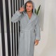 Луксозен мъжки халат за баня с джобове и качулка - Маер цвят Сребърно сиво