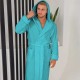 Луксозен мъжки халат за баня с качулка и джобове - Маер цвят син