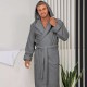 Луксозен мъжки халат за баня с качулка и джобове - Маер цвят сив
