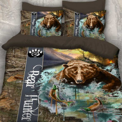 3D луксозен спален комплект ловни мотиви Bear Hunter